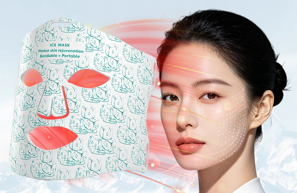 M08 cooling LED light therapy mask in a product-use setting