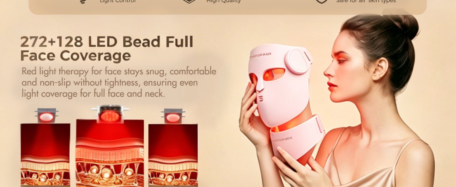 4D Pink LED Face Mask detail page 3