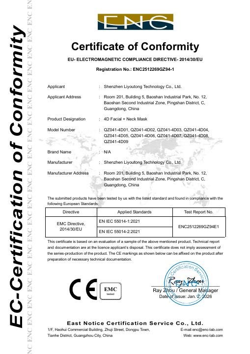 4D Face Mask - CE Certificate document preview