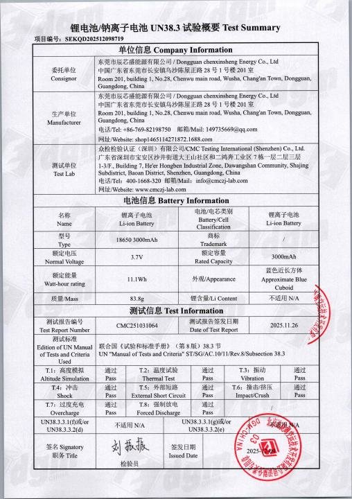 FDA 510(k) Face Mask - Battery Test Summary document preview