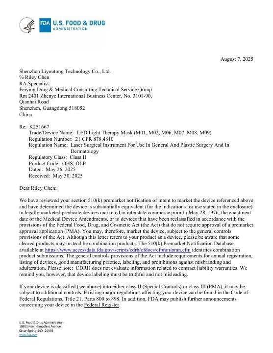 FDA 510(k) Face Mask - FDA 510(k) Summary - K251667 document preview