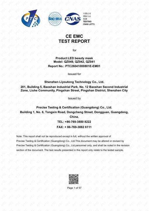 5D Open-Structure Face Mask - CE Test Report - PTC26041000801E-EM01 document preview
