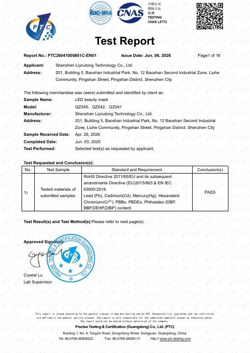 5D Open-Structure Face Mask - Compliance Document - PTC26041000801C-EN01 document preview