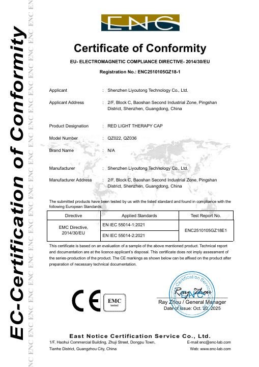 Plug-In Hair Care Cap - CE Certificate document preview