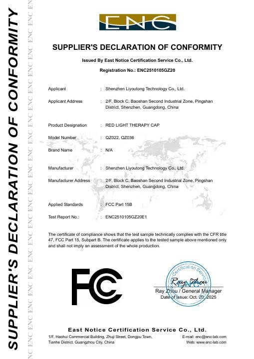 Plug-In Hair Care Cap - FCC Certificate document preview