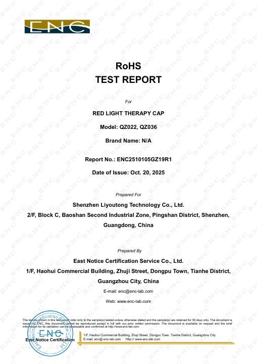 Plug-In Hair Care Cap - RoHS Test Report document preview