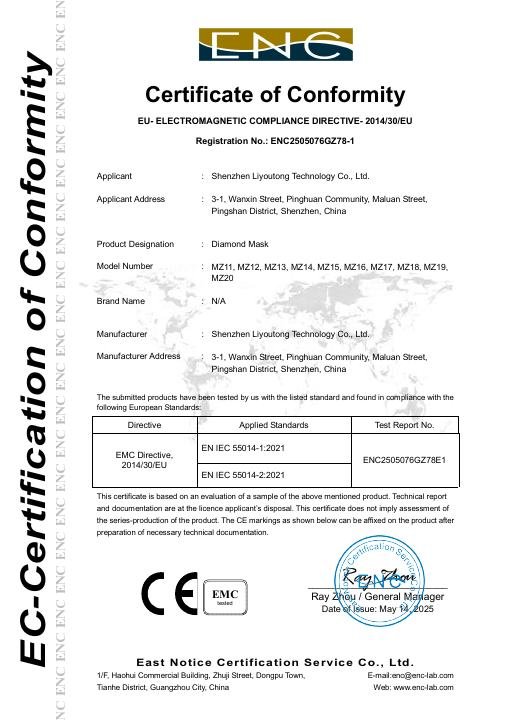 Diamond Face Mask - CE Certificate document preview
