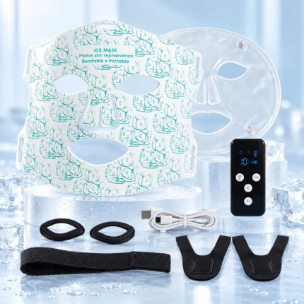 M08 cooling LED light therapy mask kit in premium studio presentation