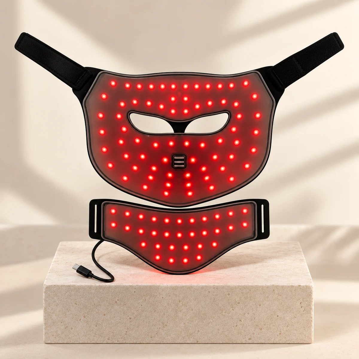 QZ041 4D LED face and neck therapy set in premium studio presentation